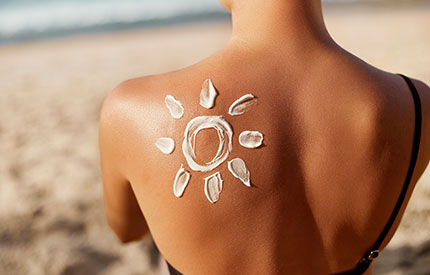 UV protection sunscreen on shouldder