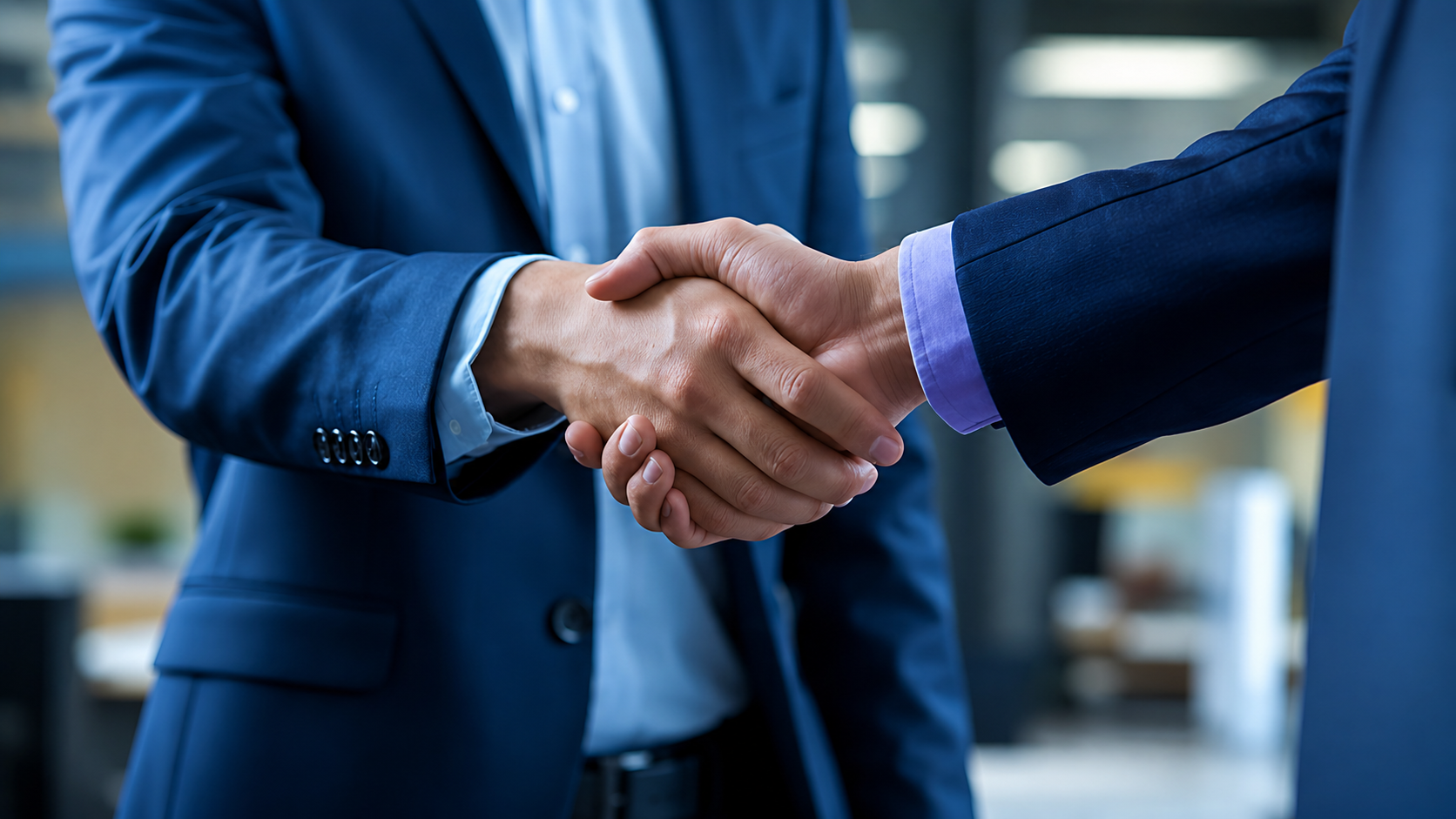 Corporate handshake representing collaboration in specialty ingredient sourcing and distribution.